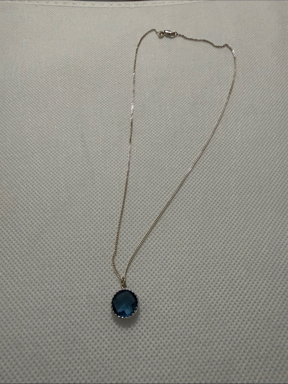 Sterling Silver Necklace with Deep Blue Faceted Pendant